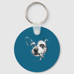 Chaveiro Camisa Divertida Cachorro Jazz Antigo Fumando Ciga