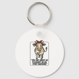 Chaveiro Camisa Divertida Vaca Mal-Humorada Remendada Vinta