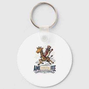 Chaveiro Camisa engraçada Amerigiraffee Patriótica Girafa H