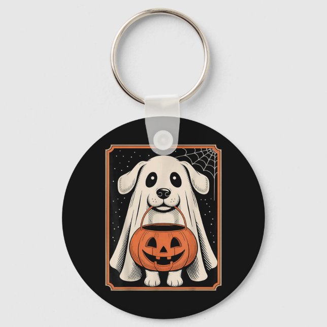 Chaveiro Camisa engraçada de cachorro fantasma de Halloween (Frente)