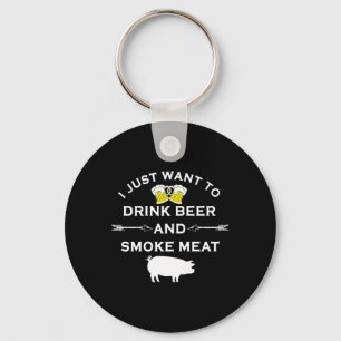 Chaveiro Camisa engraçada de churrasco Beba cerveja Fume ca