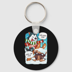 Chaveiro Camisa engraçada de esqui fora da pista cachorro