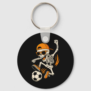 Chaveiro Camisa engraçada de futebol esqueleto de Halloween