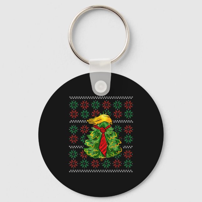 Chaveiro Camisa engraçada feia de Natal Árvore de Natal Cab (Frente)