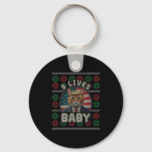 Chaveiro Camisa engraçada feia de Natal Trump Gato Nove Vid