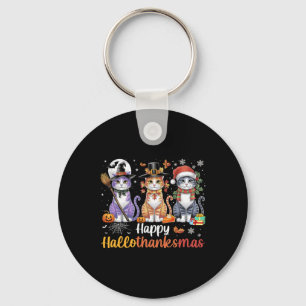 Chaveiro Camisa Hallothanksmas Gatos Dia das Bruxas Ação de