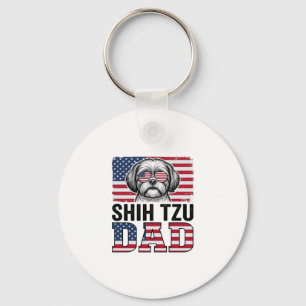 Chaveiro Camisa Patriótica para Pai de Shih Tzu Vintage Des