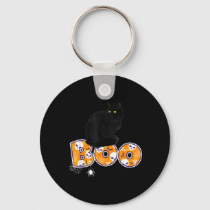 Chaveiro Camisa Preta de Gato de Halloween para Mulheres Ga