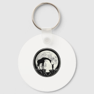 Chaveiro Camisa Silhueta Lua Girafa e Criança Vintage_1