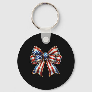 Chaveiro Camisa Usa Coquette Bow 4 de Julho Bandeira Americ