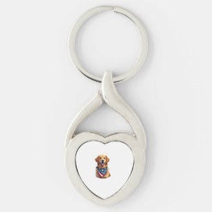 Chaveiro Camisa Vintage de Gravura Patriótica Golden Retrie