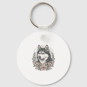 Chaveiro Camisa Vintage Husky Floral Portrait Design_1
