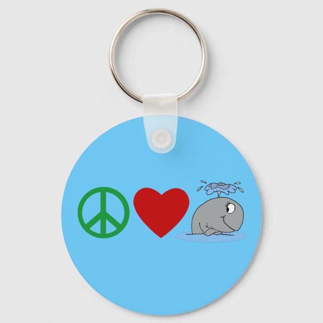 Chaveiro Camisas de baleias Peace Love, Canecas de viagem,  (Frente)