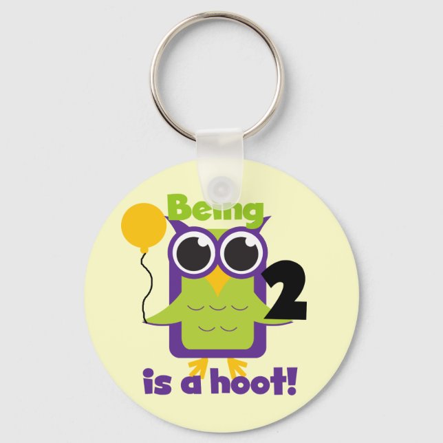 Chaveiro Camisas de segundo aniversário de Hoot Owl e prese (Frente)