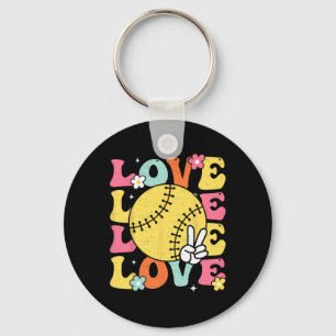 Chaveiro Camisas de Softbol Cute Amor de Softbol Para Mulhe