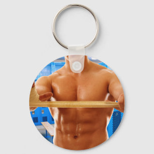 Chaveiro CamisaSlipperyJoe do homem musculoso sem abs peito
