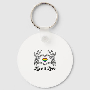 Chaveiro Camiseta Amor É Amor Coração Arco-Íris Mãos de Esq