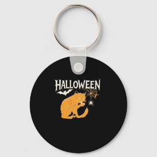 Chaveiro Camiseta Clássica de Halloween de Gato de Vampiro