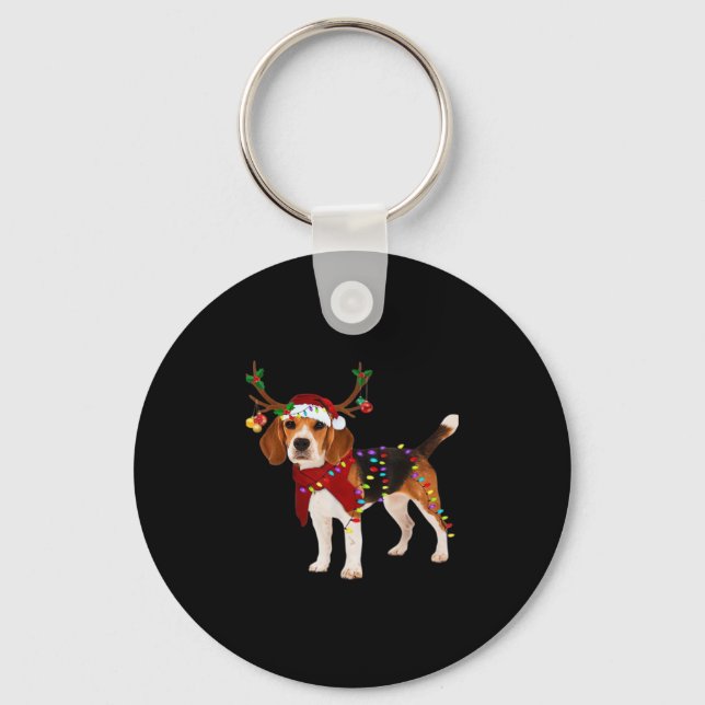 Chaveiro Camiseta Clássica de Natal de Beagle (Frente)