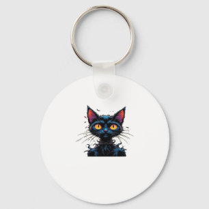 Chaveiro Camiseta Clássica Gato Preto Místico debaixo da Lu