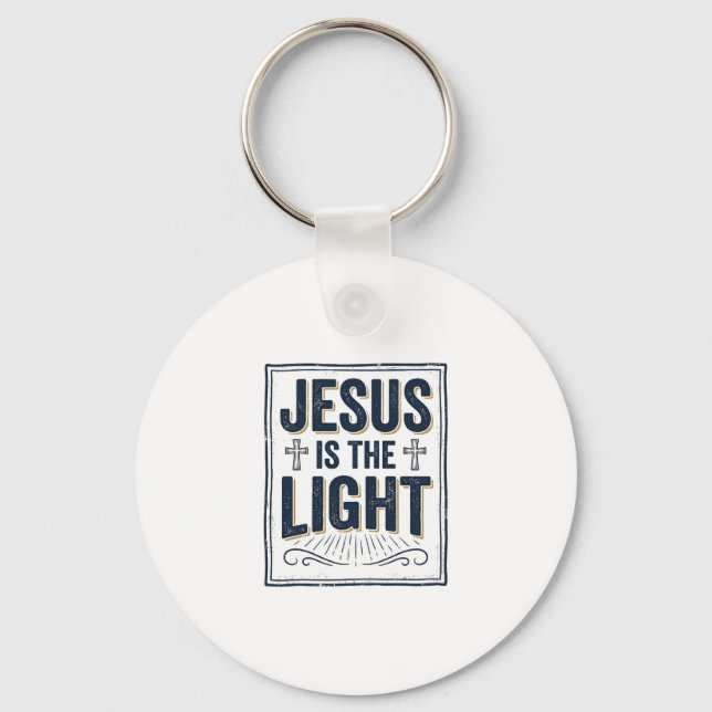 Chaveiro Camiseta Cristã Vintage Jesus É A Luz (Frente)