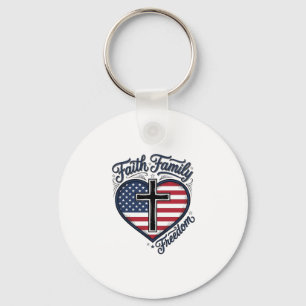 Chaveiro Camiseta Cruz Patriótica Fé Família Liberdade Cora