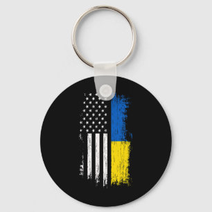 Chaveiro Camiseta da Bandeira Ucraniana Americana - Orgulho