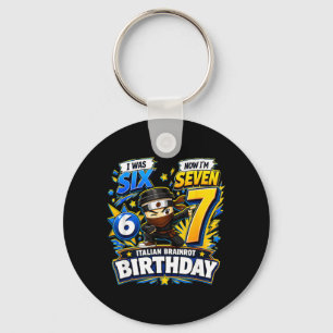 Chaveiro Camiseta de Aniversário de 7 Anos Meme Six Seven E