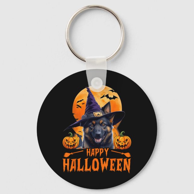 Chaveiro Camiseta de Cachorro Feliz Halloween1 (Frente)