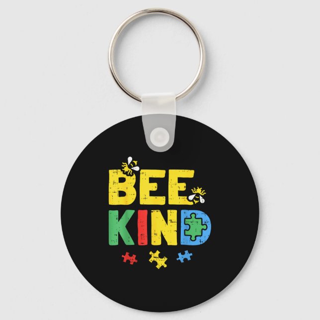 Chaveiro Camiseta de conscientização sobre autismo Bee Kind (Frente)