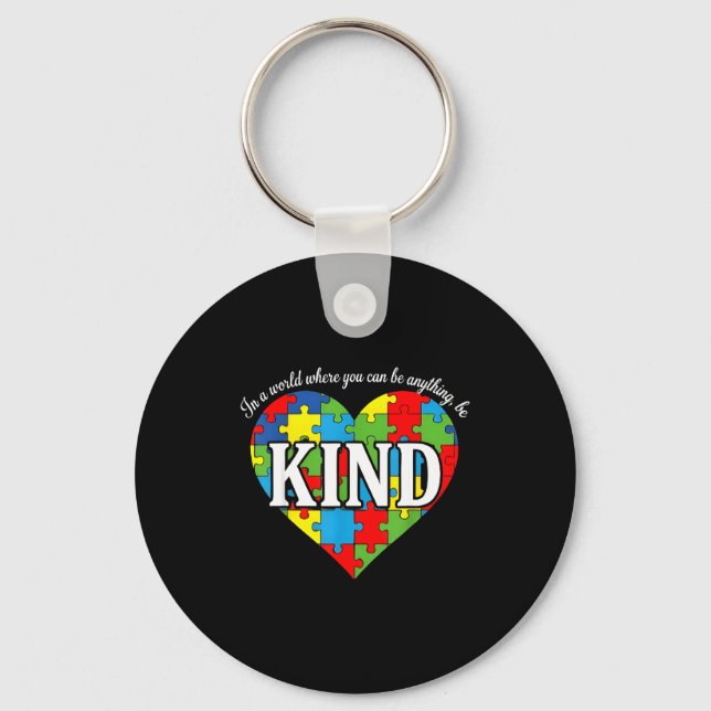 Chaveiro Camiseta de conscientização sobre autismo - coraçã (Frente)