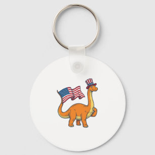 Chaveiro Camiseta de Dinossauro Patriótico com Gravura Vint