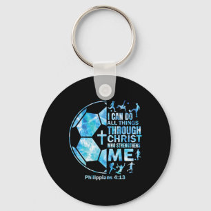 Chaveiro Camiseta de futebol cristã Eu Posso Fazer Todas as