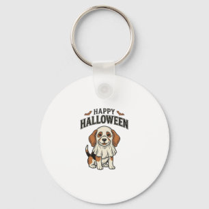 Chaveiro Camiseta de Gravura Vintage de Cão Fantasma Feliz