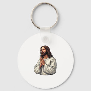 Chaveiro Camiseta de Gravura Vintage Mãos de Jesus Rezando