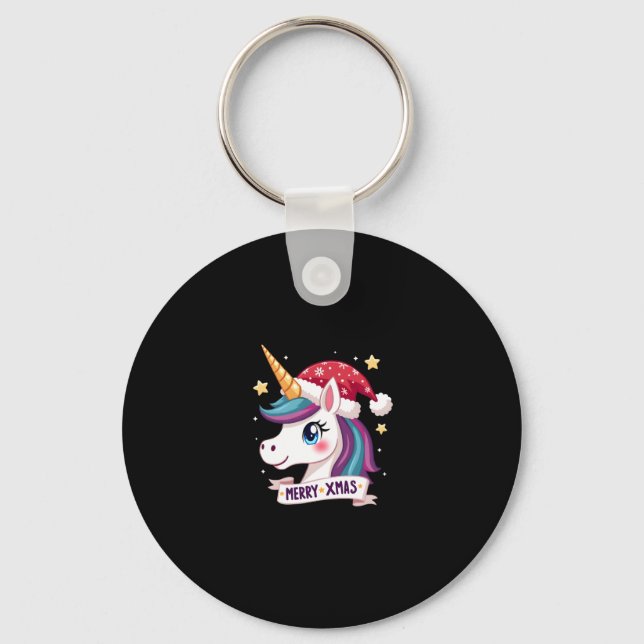 Chaveiro Camiseta de Manga Longa Christmas Unicorn (1) (Frente)