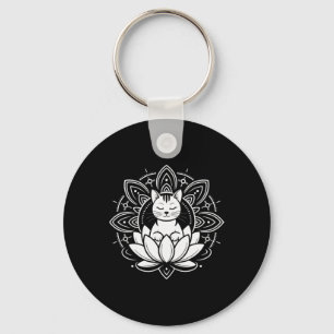 Chaveiro Camiseta de Meditação Yoga Flor de Lótus de Gato P