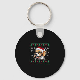 Chaveiro Camiseta de Natal Beagle Cachorro Xmas Camisa-T de