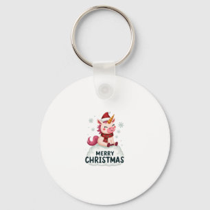 Chaveiro Camiseta de Natal de unicórnio fofo chapéu de Nata
