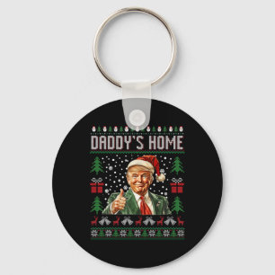 Chaveiro Camiseta de Natal Feia do Papai Está em Casa Trump