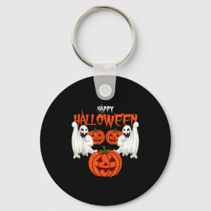 Chaveiro Camiseta de outono de Halloween rosto de abóbora f
