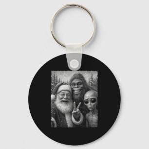 Chaveiro Camiseta de selfie de Natal engraçada de gato Papa