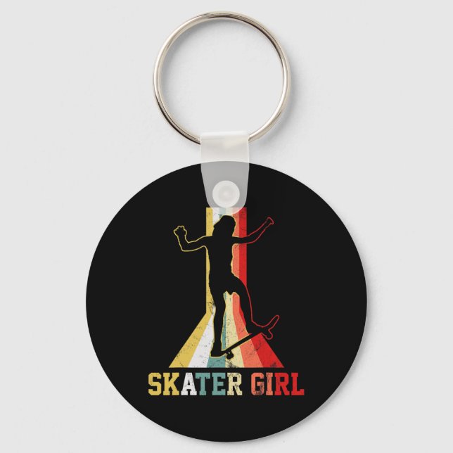 Chaveiro Camiseta de skate retro de skateboarding (Frente)