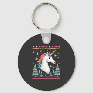 Chaveiro Camiseta de Unicórnio Tricotado Tema de Natal (