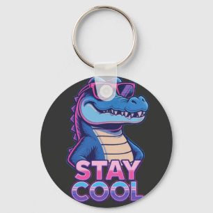Chaveiro Camiseta de Verão Neon Retro de Crocodilo Maneira