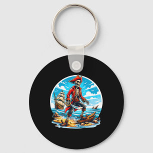 Chaveiro Camiseta Divertida de Pirata Esqueleto Caveira Hal