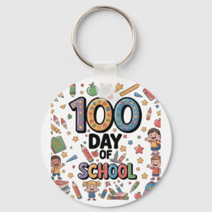 Chaveiro Camiseta Divertida do 100º Dia de Escola Criança