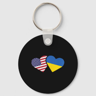 Chaveiro Camiseta do Coração da Bandeira da Ucrânia EUA Ame