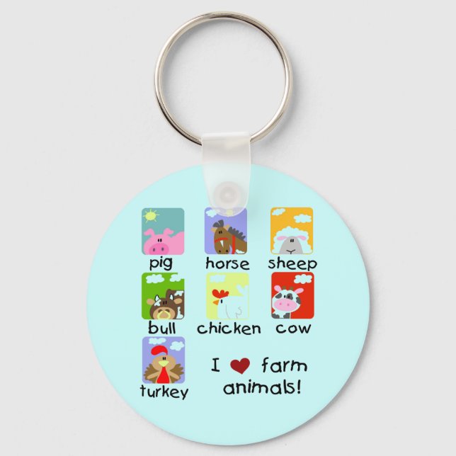 Chaveiro Camiseta e presentes dos animais de fazenda (Frente)