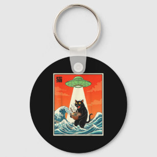 Chaveiro Camiseta engraçada de anime japonês Cat Ramen Ufo